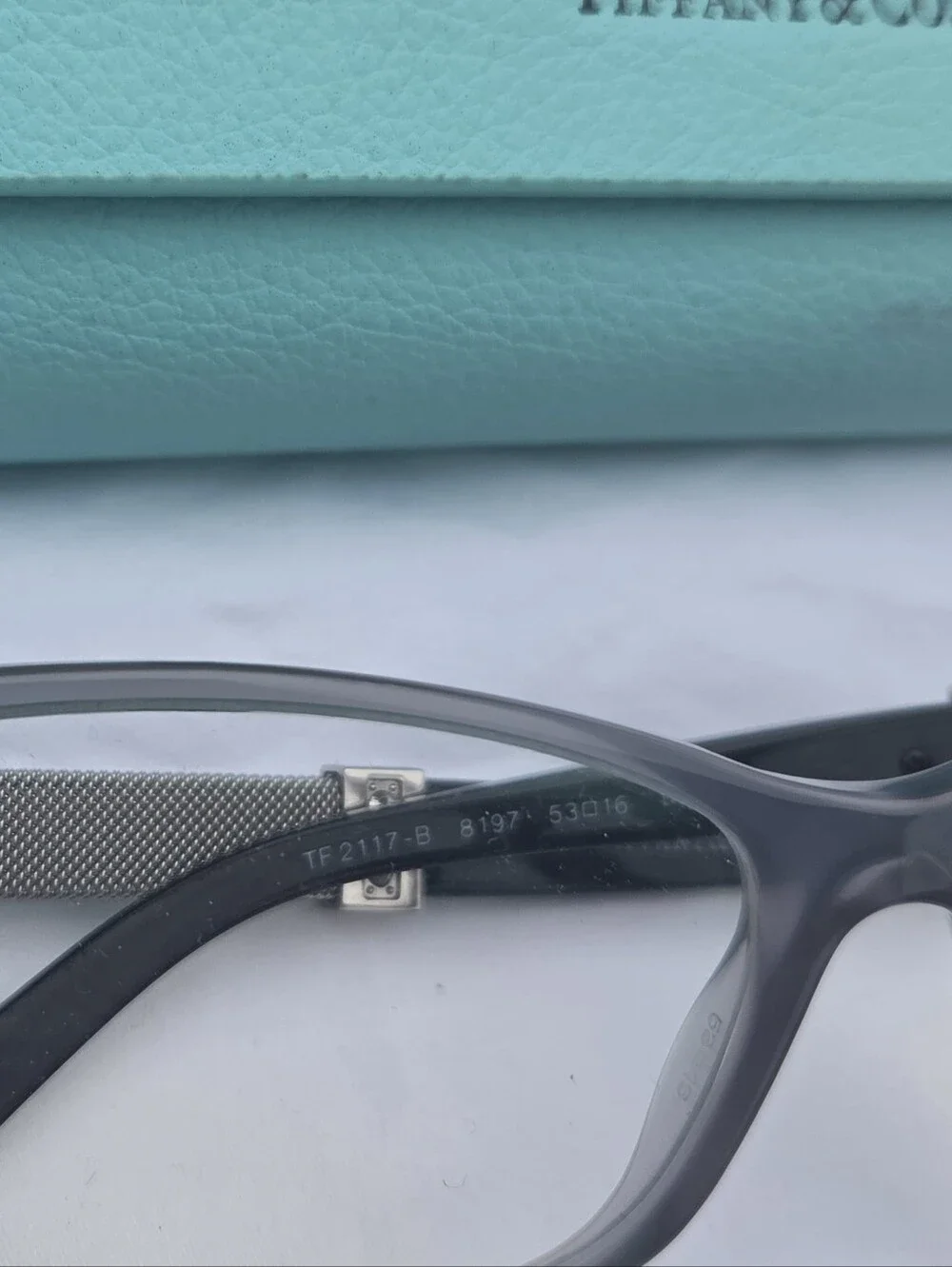 Tiffany & Co. Translucent Gray Cat-Eye Glasses with Tiffany Blue Case